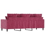 vidaXL Canapé à 3 places Rouge bordeaux 180 cm Velours