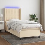 vidaXL Sommier à lattes de lit matelas et LED Crème 80x200cm Tissu
