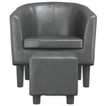 vidaXL Fauteuil avec repose-pied gris similicuir