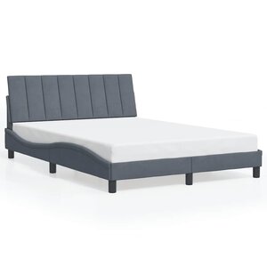 vidaXL Cadre de lit sans matelas Hanko gris foncé 140x190 cm velours