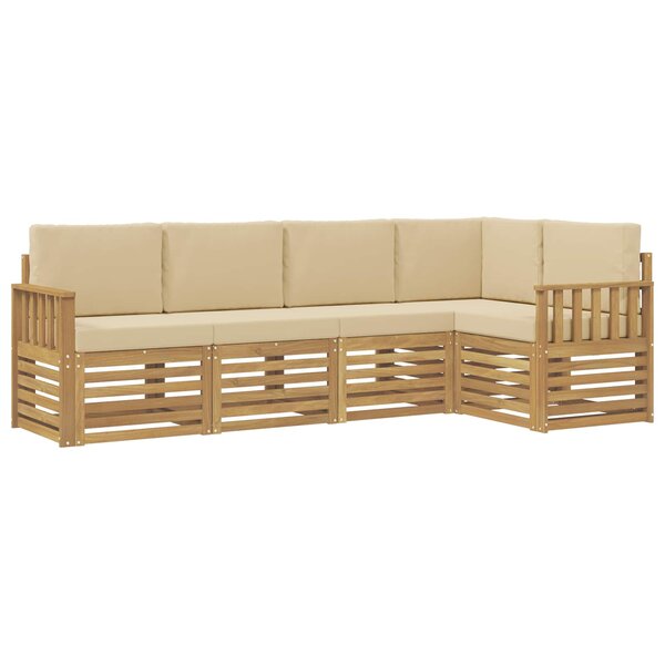 vidaXL Ensemble de canapés d'extérieur 5 Pièces Blanc et Beige