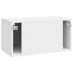 vidaXL Meuble TV mural Montage mural Blanc brillant 59 5 x 31 x 30 cm