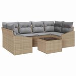vidaXL Ensemble de canapé de jardin 7 Pièces Beige et Gris clair