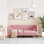 vidaXL Canapé Chesterfield avec traversins 2 places rose velours