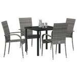 vidaXL Ensemble de salle à manger pour jardin 5 Pièces Gris Poly rotin