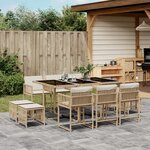vidaXL Ensemble à manger de jardin et coussins 11 Pièces beige poly rotin