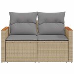 vidaXL Canapé de jardin avec coussins 2 places beige résine tressée