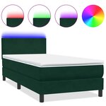 vidaXL Sommier à lattes de lit et matelas et LED vert foncé 90x210 cm velours