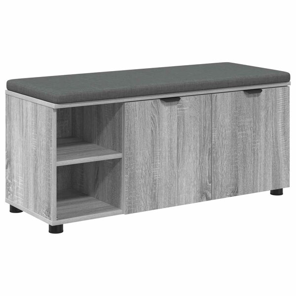 vidaXL Banc d'entrée avec coussin Uni Gris Sonoma 100 x 38 x 46 cm