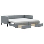 vidaXL Lit de jour avec gigogne et tiroirs gris clair 90x200 cm tissu