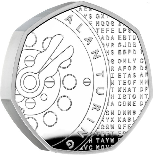 Pièce de monnaie en Argent 50 Pence g 16 Millésime 2022 Innovation in Science ALAN TURING