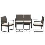 vidaXL Ensemble à manger de jardin 5 Pièces et coussins marron rotin PP