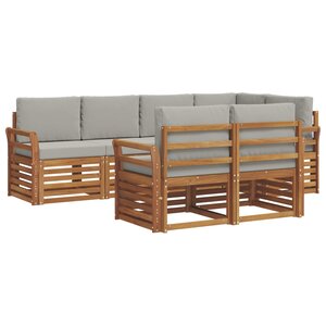 vidaXL Ensemble de canapé d'angle 7 Pièces Gris Naturel et Clair