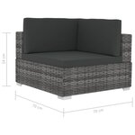 vidaXL Salon de jardin avec coussins 3 Pièces résine tressée gris