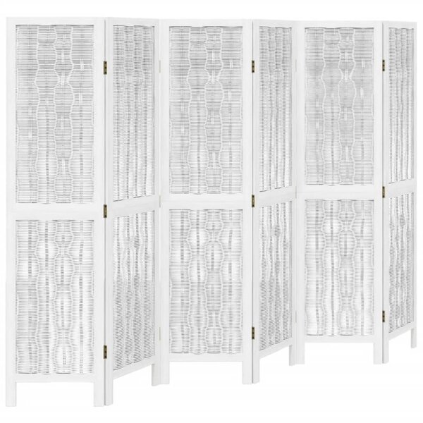 vidaXL Cloison de séparation 6 panneaux blanc bois de paulownia massif