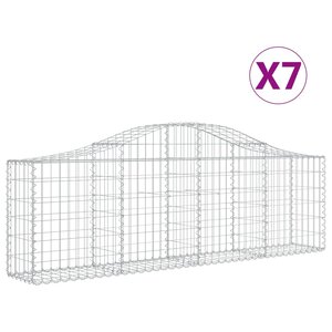 vidaXL Paniers à gabions arqués 7 Pièces 200x30x60/80 cm Fer galvanisé