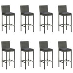 vidaXL Ensemble de bar de jardin avec coussins 9 Pièces Gris