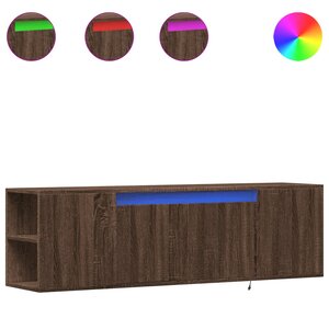 vidaXL Meuble TV mural avec lumières LED chêne marron 135x31x39 5 cm