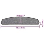 vidaXL Tapis d'escalier 20 pièces 65 x 24 x 4 cm Gris foncé Demi-rond Grand