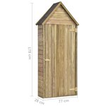 vidaXL Abri à outils de jardin et porte 69 5x32x178cm Pinède imprégnée