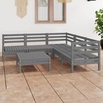 vidaXL Salon de jardin 6 Pièces Bois de pin massif Gris