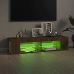 vidaXL Meuble TV avec lumières LED chêne marron 135x39x30 cm