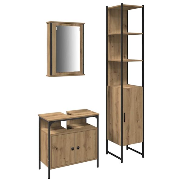 vidaXL Ensemble de mobilier de salle de bain 3 Pièces chêne artisanal