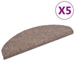 vidaXL Tapis d'escalier auto-adhésifs 5 pièces 65 x 21 x 4 cm Marron clair Demi-rond Grand