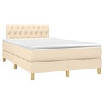vidaXL Sommier à lattes de lit avec matelas Crème 120x200 cm Tissu