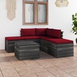 vidaXL Salon palette de jardin 6 Pièces avec coussins Bois de pin massif