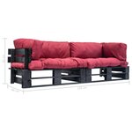 vidaXL Canapés de jardin palette 2 Pièces avec coussins rouge Bois de pin