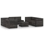 vidaXL Salon de jardin 9 Pièces Bois de pin imprégné de gris