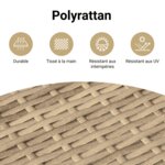 vidaXL Ensemble à manger de jardin et coussins 3 Pièces Beige poly rotin