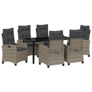 vidaXL Ensemble de salle à manger pour jardin 7 Pièces Gris polyrotin