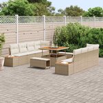 vidaXL Ensemble de canapé de jardin 11 Pièces Beige Poly rotin