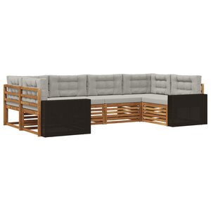 vidaXL Ensemble de canapés d'extérieur 6 pc Naturel et gris clair