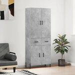 vidaXL Buffet haut Gris béton 69 5x34x180 cm Bois d'ingénierie