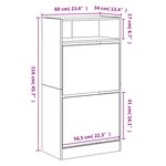 vidaXL Armoire à chaussures noir 60x34x116 cm bois d'ingénierie
