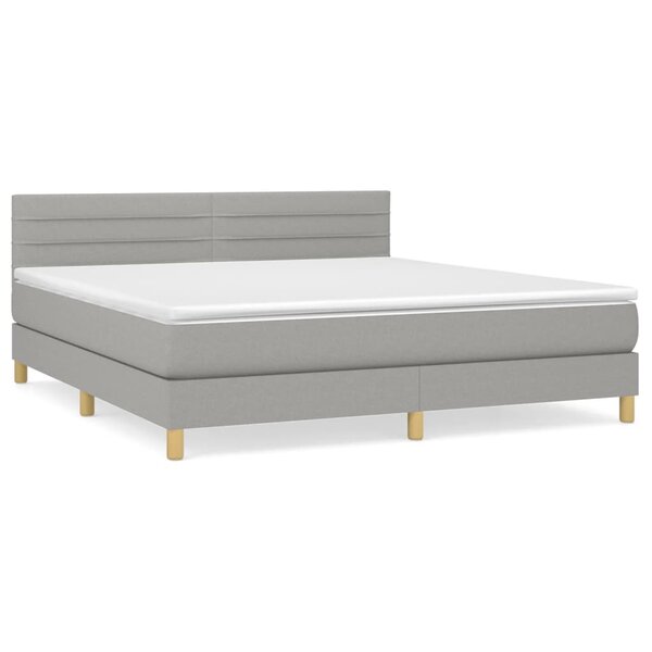 vidaXL Sommier à lattes de lit avec matelas Gris clair 160x200cm Tissu