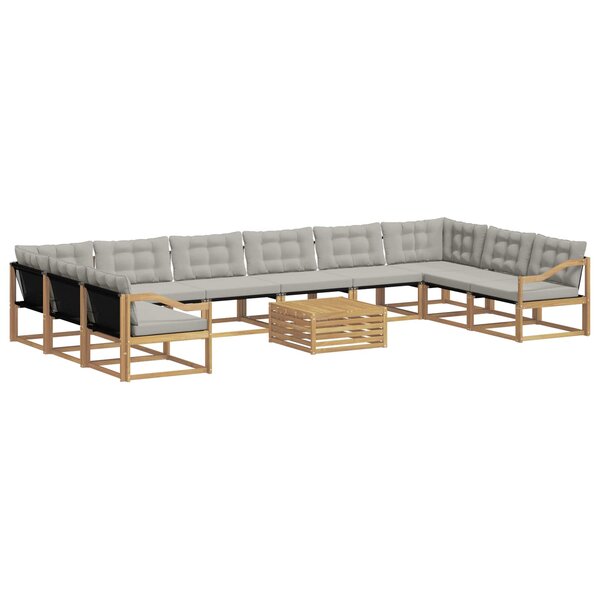 vidaXL Ensemble de canapés d'extérieur 11 Pièces Blanc et gris clair