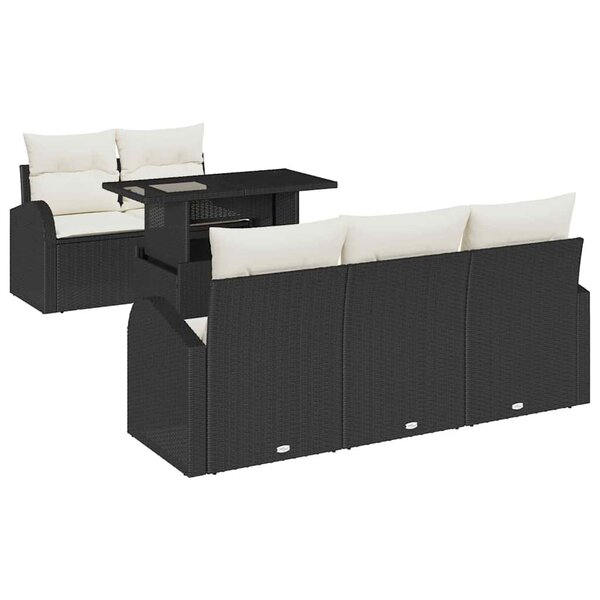 vidaXL Ensemble de canapé de jardin 6 pc Noir polyrotin