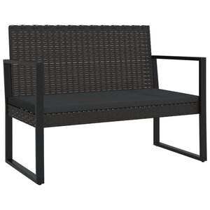 vidaXL Banc de jardin avec coussins noir 106 cm résine tressée