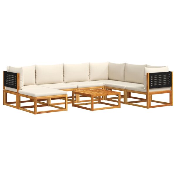 vidaXL Salon de jardin avec coussins 8 Pièces bois massif d'acacia