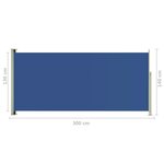 vidaXL Auvent latéral rétractable de patio 140x300 cm Bleu