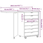 vidaXL Armoire roulante avec bureau MOSS marron miel bois de pin
