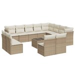 vidaXL Salon de jardin avec coussins 13 Pièces beige résine tressée
