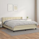 vidaXL Lit à sommier tapissier avec matelas Crème 180x200cm Similicuir