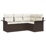 vidaXL Ensemble de canapé de jardin 4 Pièces Marron Poly rotin