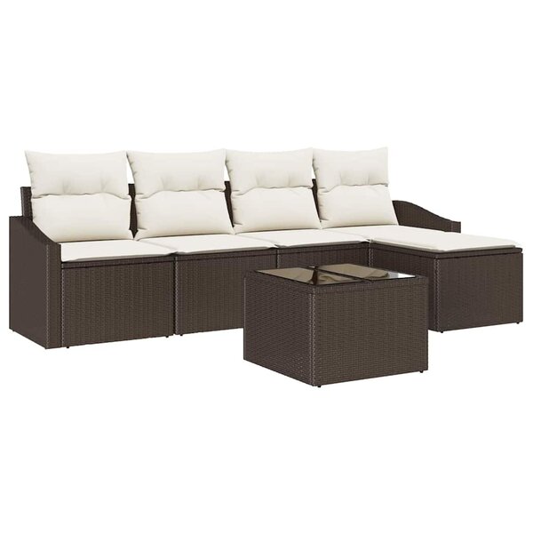 vidaXL Ensemble de salle à manger pour jardin 6 Pièces Marron  Crème