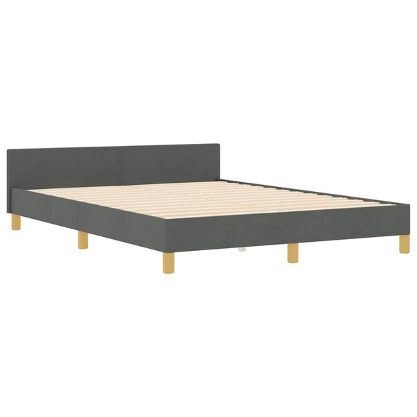 vidaXL Cadre de lit avec tête de lit Gris foncé 140 x 190 cm tissu